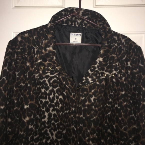 Old Navy Leopard Print Pea Coat - Picture 3 of 3